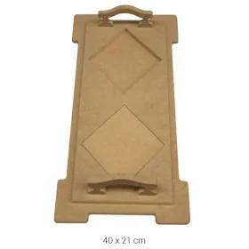 T785 Büyük Karolu Tepsi Düz Kenar Ahşap Boyanabilir Obje